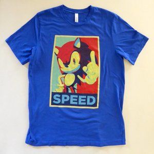 SEGA SONIC THE HEDGEHOG SPEED MENS BLUE T SHIRT (PRE-OWNED) LARGE